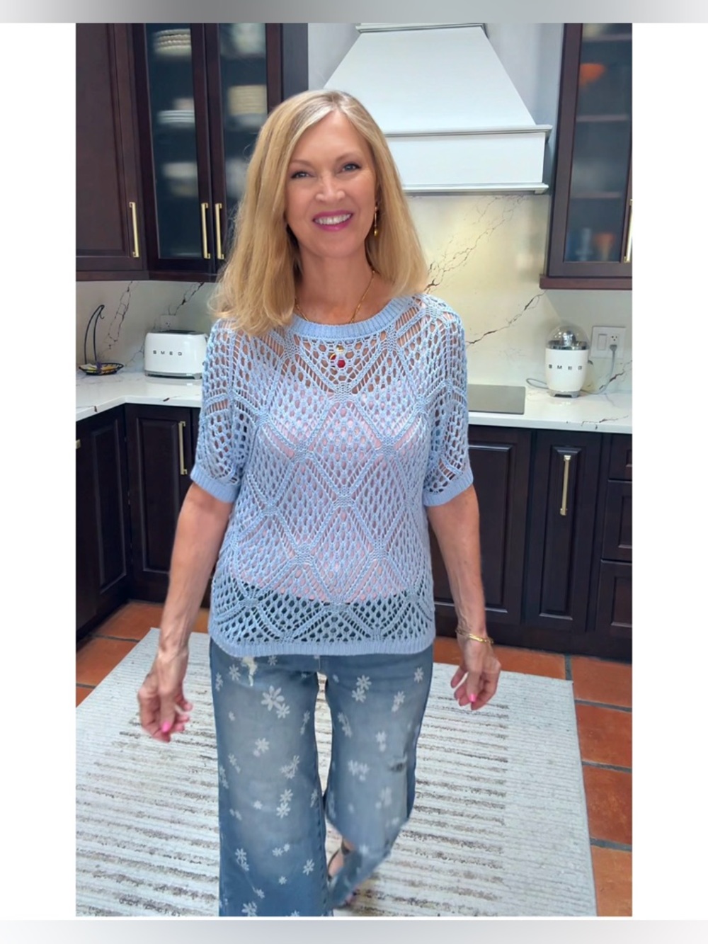 NWT Blue Crochet Cover-Up Top-S - Picture 5 of 17